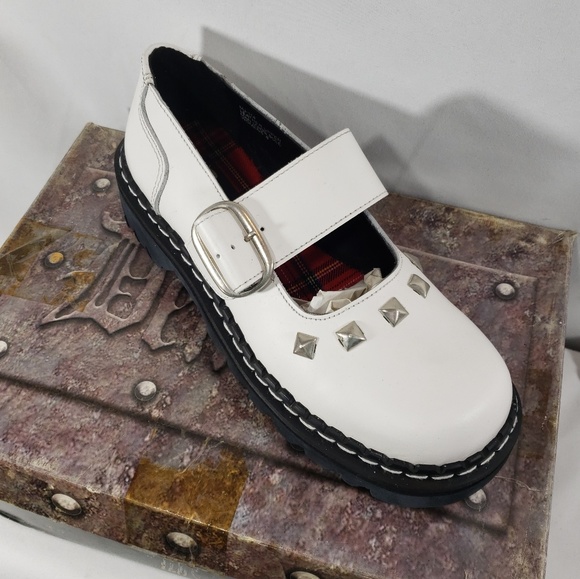 Demonia Shoes - Demonia NWT White w/Silver Studs Mary Janes Size 6